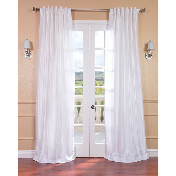 Exclusive Fabrics Ice White Vintage Faux Textured Dupioni Silk 84-inch Curtain Panel