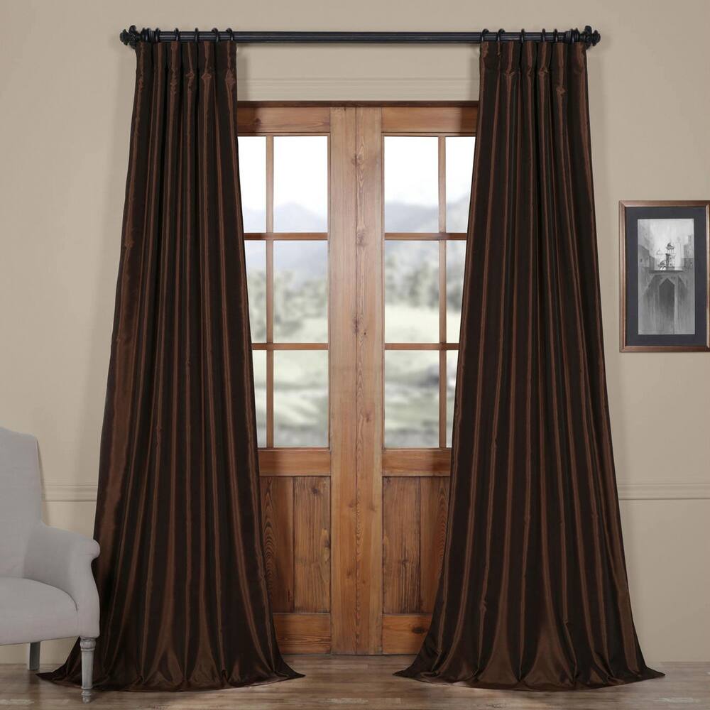 Exclusive Fabric Coffee Bean Faux Textured Dupioni Silk Curtain(1 Panel)