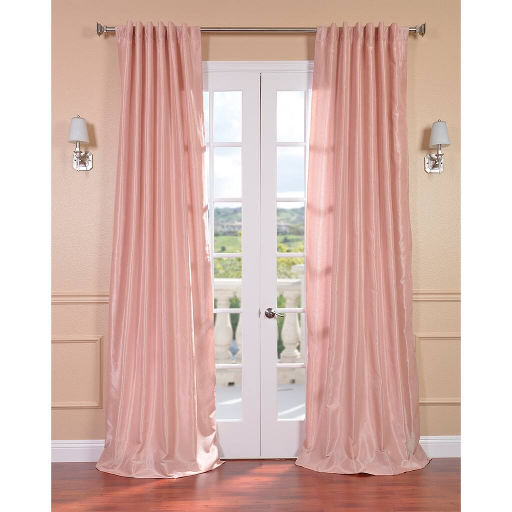 Exclusive Fabrics Blush Rose Vintage Faux Textured Dupioni Silk 108-inch Curtain Panel (1 Panel) - 50 X 108