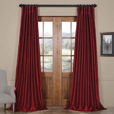 Exclusive Fabrics Ruby Vintage Faux Textured Dupioni Silk 50-inch Curtain Panel