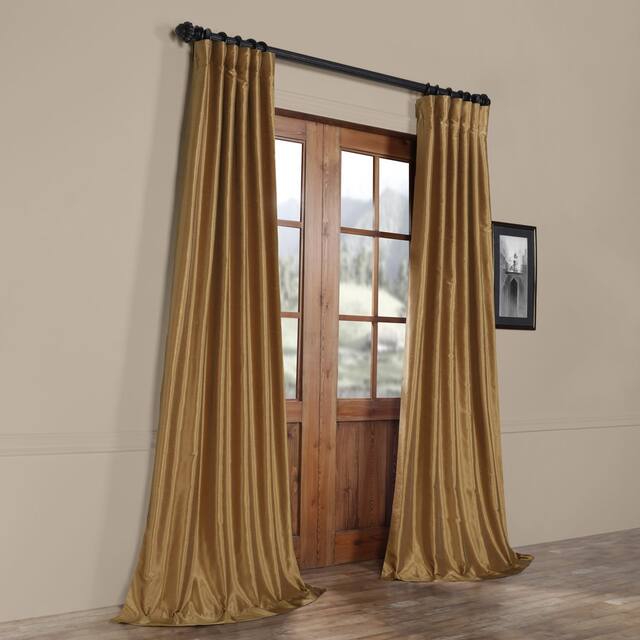 Ex. Fabrics Flax Gold Textured Silk Single Curtain (1 Panel)