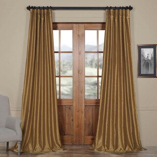 Exclusive Fabric Flax Gold Textured Silk Single Curtain (1 Panel)