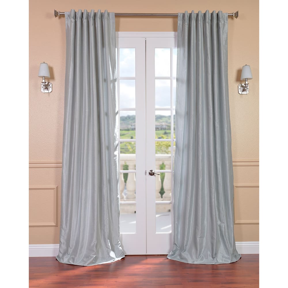 Exclusive Fabrics Sea Glass Faux Textured Dupioni Silk 108-inch Curtain Panel (1 Panel) - 50 X 108