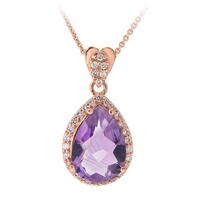 amethyst rose gold zirconia cubic glitzy rocks necklace silver