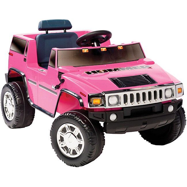 Pink Hummer H2 Ride on (PinkModel 0572Officially licensedThe 6 volt battery propels one passengers at a maximum speed of up to 2.5 mphAuthentic Hummer features include chrome grill and hub caps, rugged tires, forward tilt hood to access battery compartme