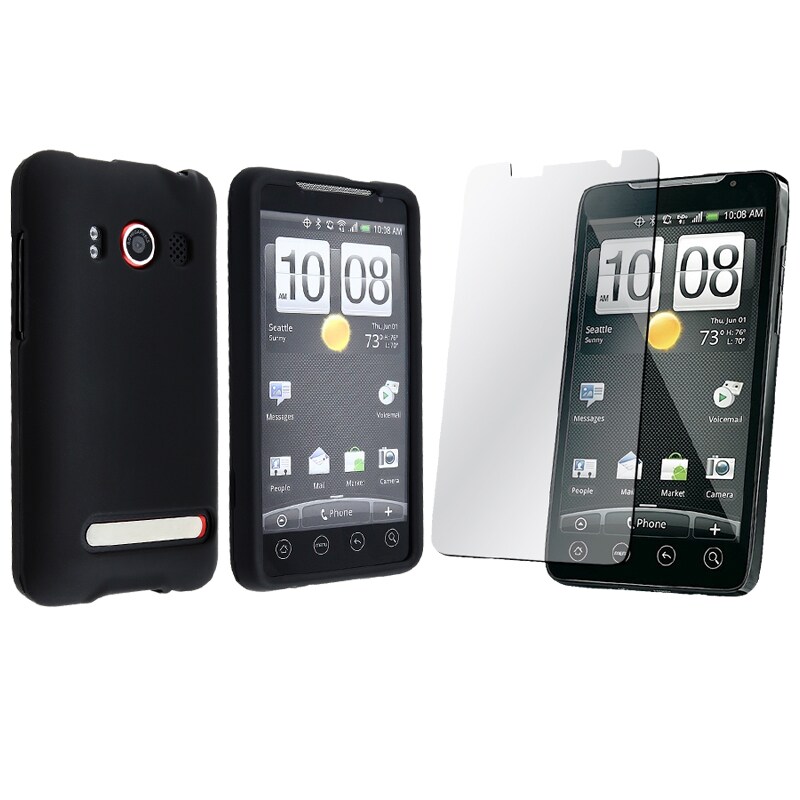 INSTEN Black Hard Plastic Phone Case Cover/ Screen Protector for HTC Evo 4G Supersonic
