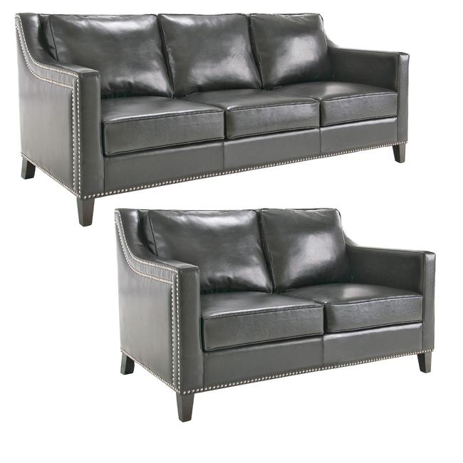 Diesel Black Leather Sofa and Loveseat  