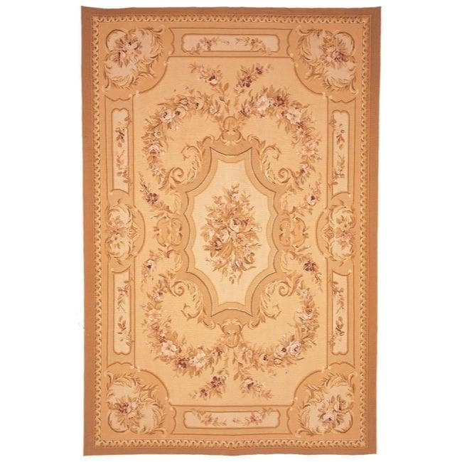 Hand knotted French Aubusson Peach Wool Rug (8 x 10) Today $921.99