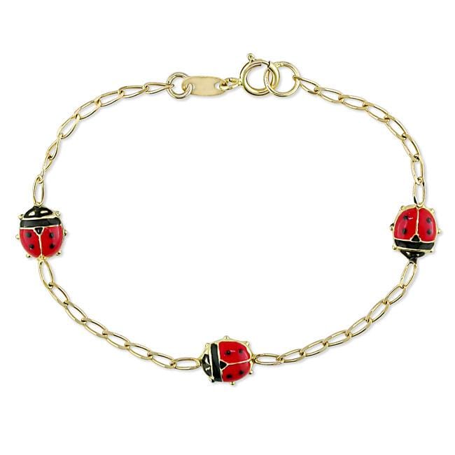 Miadora 14k Yellow Gold Ladybug Charm Baby Bracelet Miadora Children's Bracelets