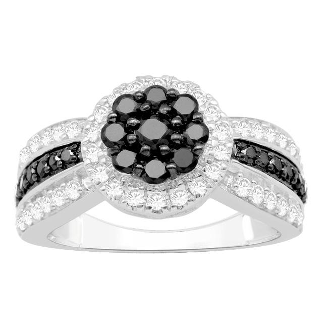 10k Gold 1 1/6ct TDW Black and White Diamond Fashion Ring (H I, I3) Diamond Rings