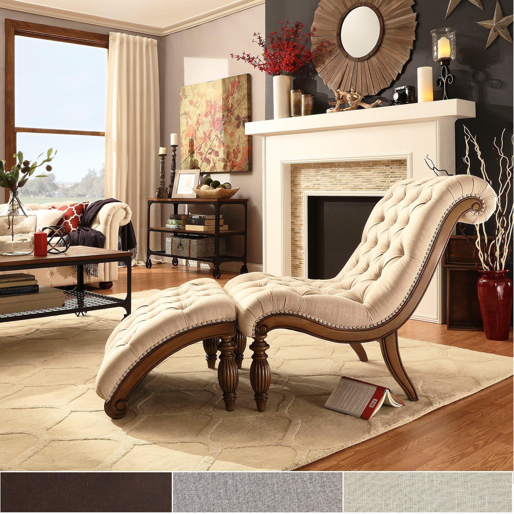 Bellagio Clic Tufted Chaise Lounge With Ottoman By Inspire Q Bellagio Clic Tufted Chaise Lounge With Ottoman By Inspire Q