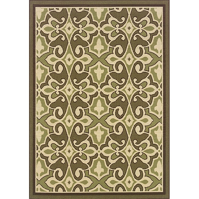 Green/ivory Outdoor Polypropylene Area Rug (86 X 13)