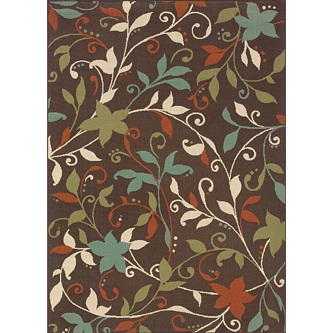 Brown/green Outdoor Polypropylene Area Rug (86 X 13)