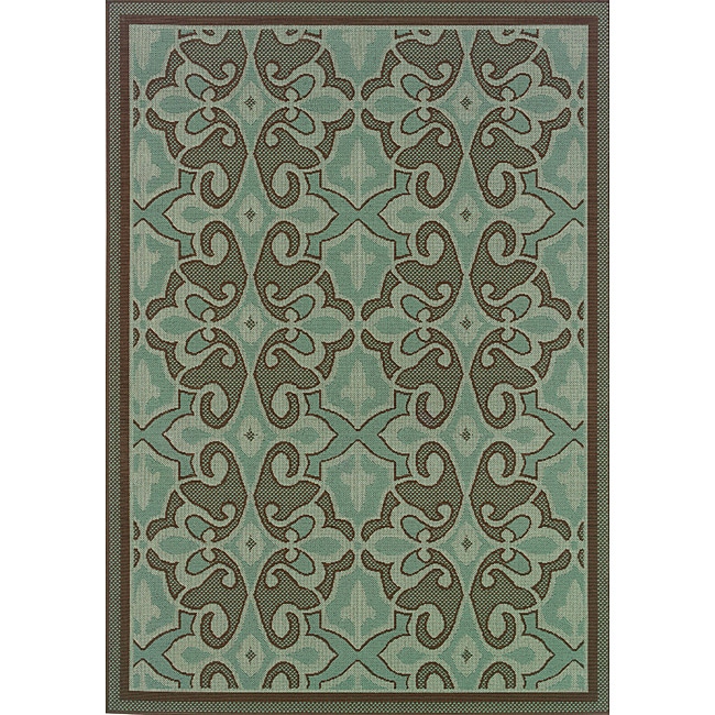 Blue/brown Abstract Outdoor Area Rug (86 X 13)