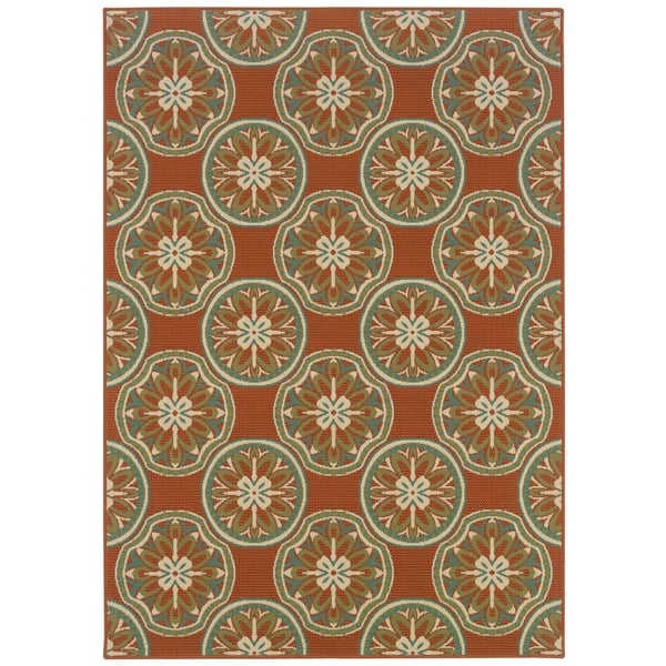 slide 2 of 20, Malta Floral Lattice Indoor-Outdoor Area Rug 1'9" x 3'9" - Orange/Cream