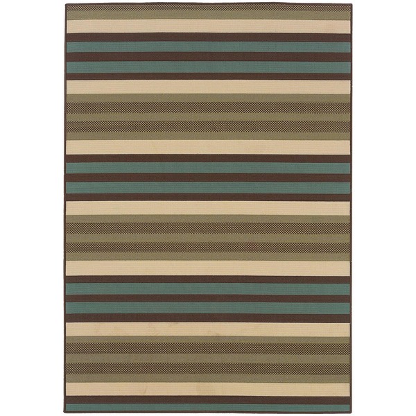 StyleHaven Stripes Green/Blue Indoor-Outdoor Area Rug - 8'6 x 13'