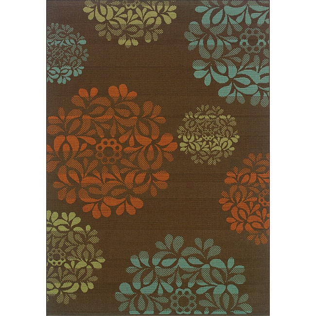 Brown/ Blue Polypropylene Outdoor Area Rug (86 X 13)