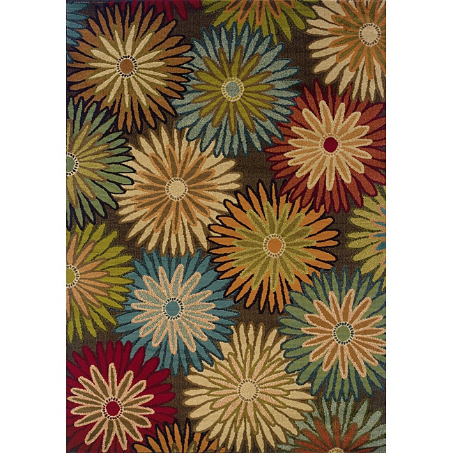 Brown/blue Transitional Area Rug (10 X 13)