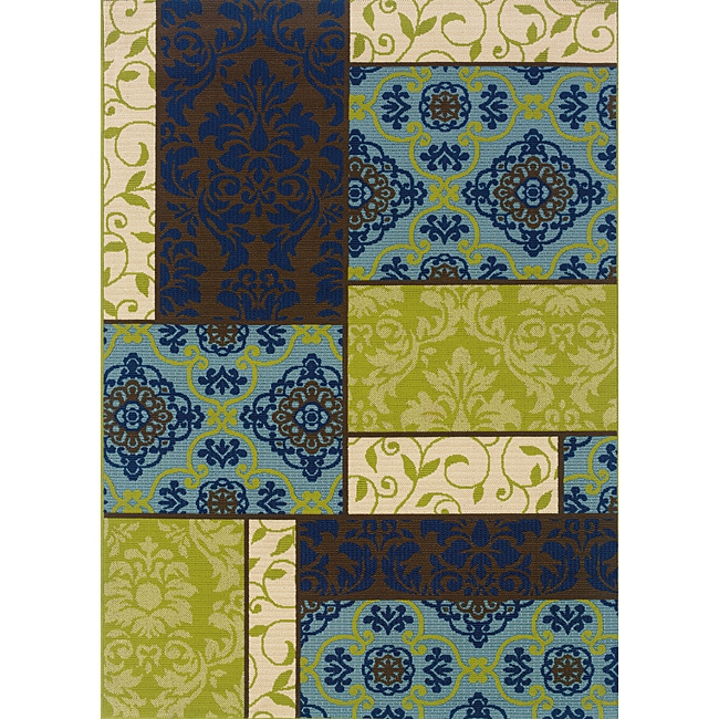 Brown/ Blue Outdoor Area Rug (86 X 13)