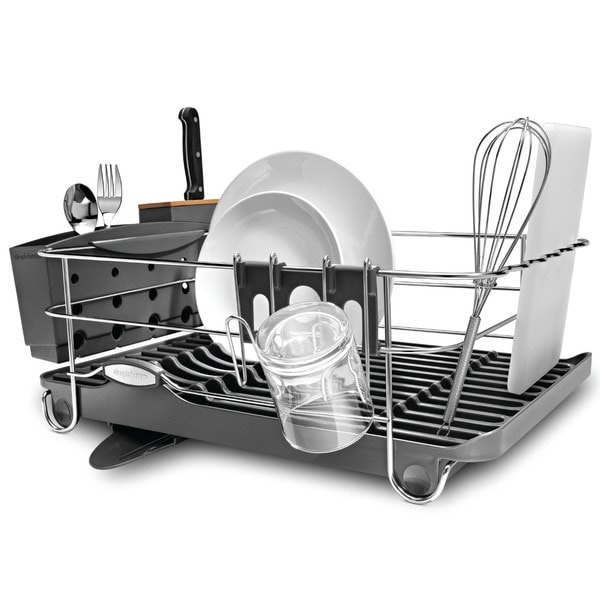 Shop Grey Waveframe Dish Rack with Knife Block - Free Shipping Today ...