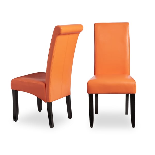 orange leather dining chairs