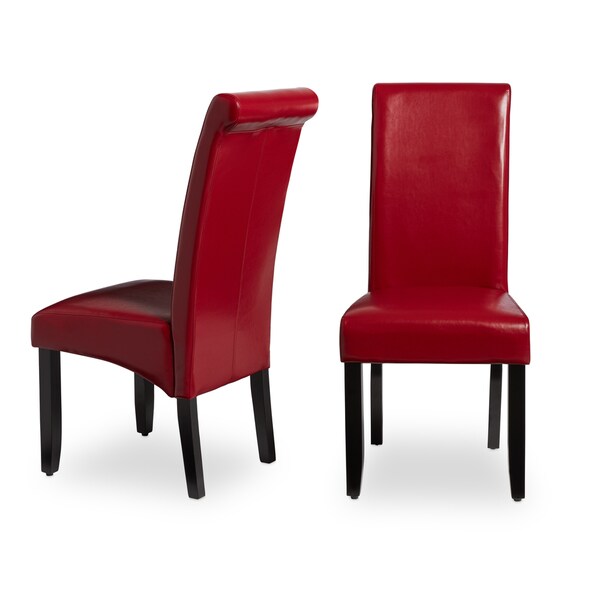 red and white upholstered chairs