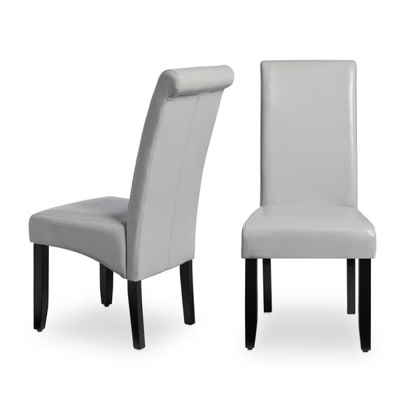Dining Chairs Set of 2 Solid Wood Leatherette Parson Chairs Black-Z