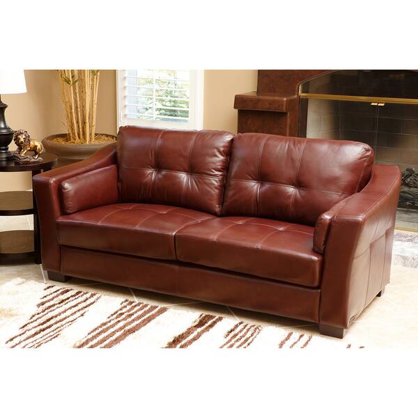 Abbyson Torrance Burgundy Top Grain Leather Sofa And Loveseat Abbyson Torrance Burgundy Top
