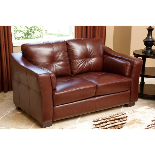 Abbyson Torrance Burgundy Top Grain Leather Sofa And Loveseat Abbyson Torrance Burgundy Top