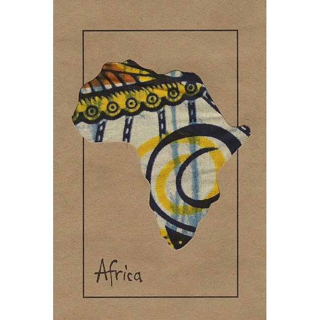 Shop Set of 4 Map of Africa Kitenge Fabric Cards (Kenya) Free