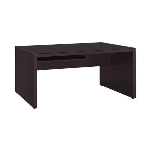 Shop Cappuccino Computer Desk With Tempered Glass Free Shipping