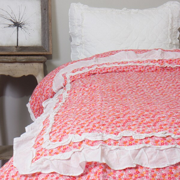 Addie Floral Pink Quilt Set