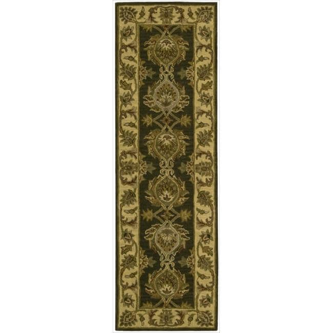 Nourison Hand tufted Caspian Green Wool Rug (23 X 76)