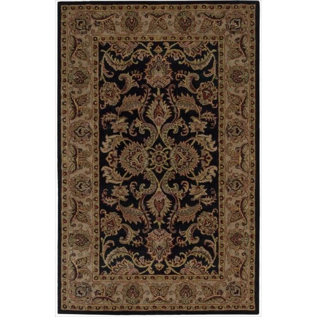 Nourison Hand tufted Caspian Floral Black Wool Rug (26 X 4)