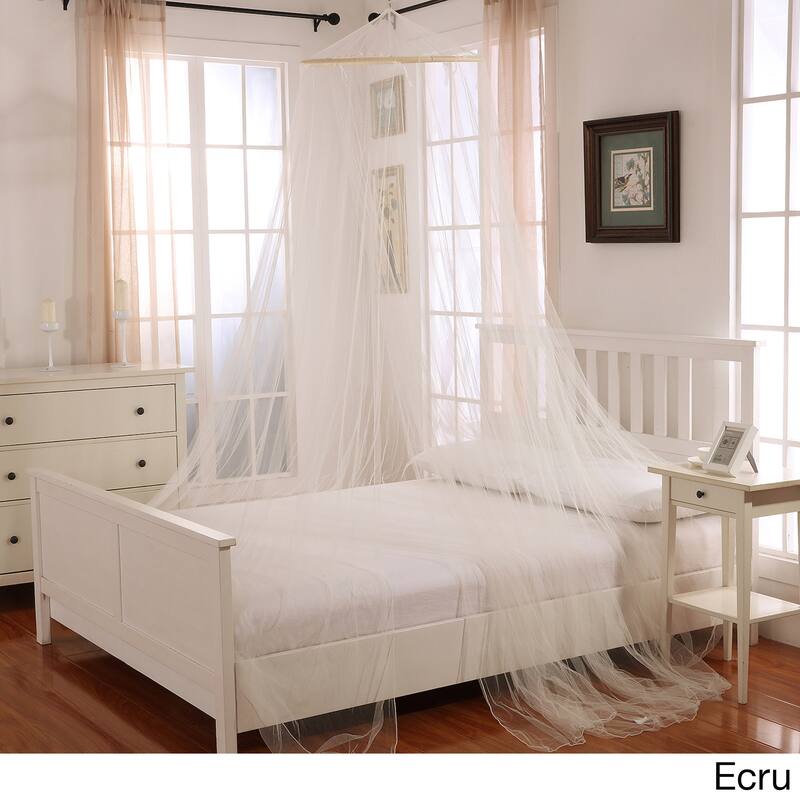 Oasis Sheer Moqsuito Net Round Hoop Bed Canopy