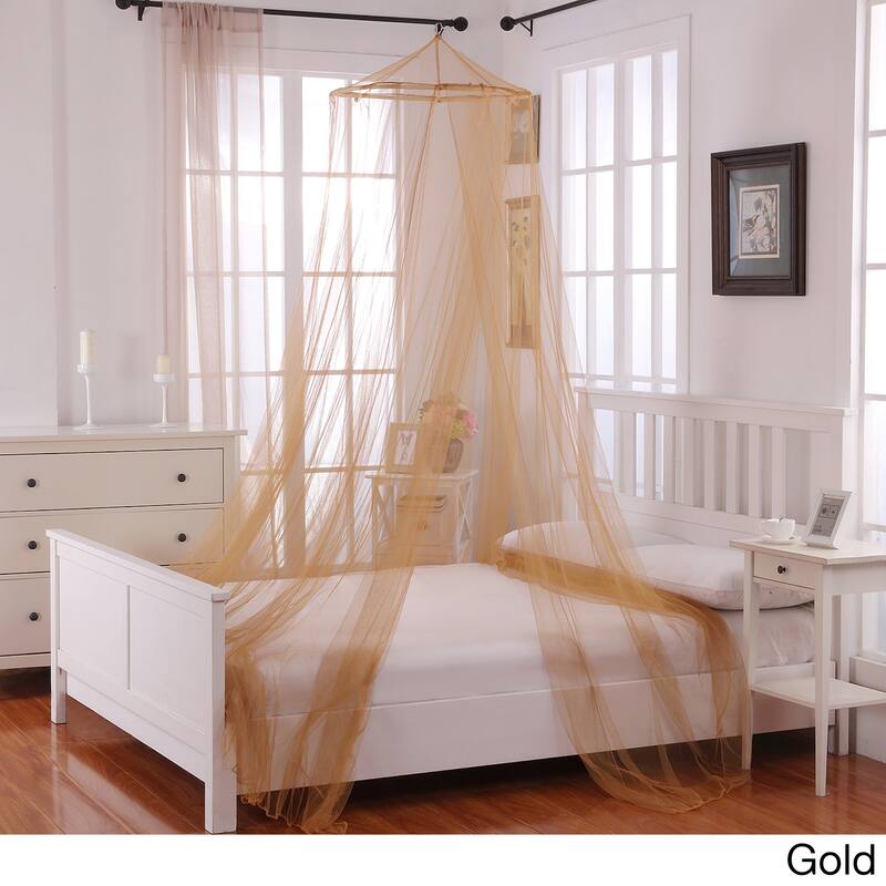 Oasis Sheer Moqsuito Net Round Hoop Bed Canopy