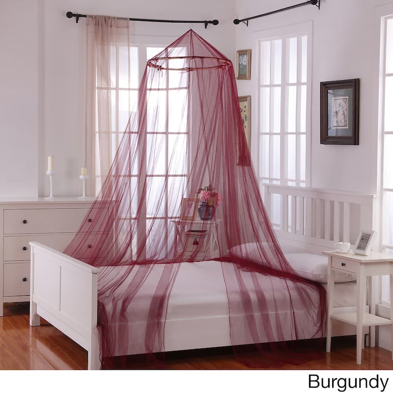 Oasis Sheer Moqsuito Net Round Hoop Bed Canopy