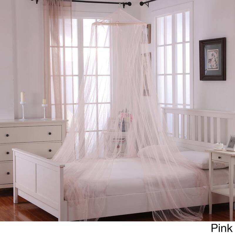 Oasis Sheer Moqsuito Net Round Hoop Bed Canopy