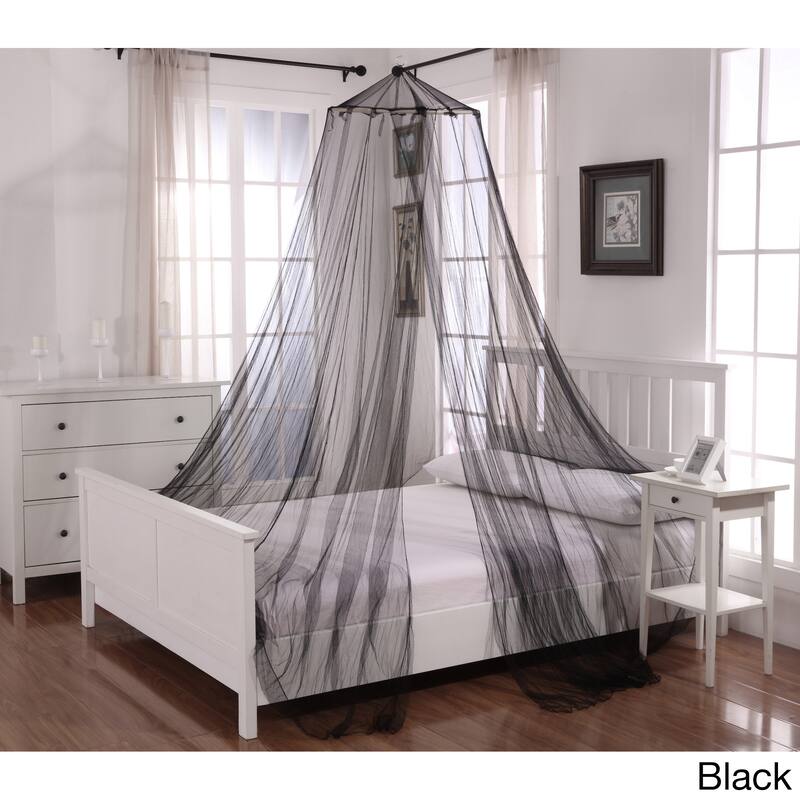 Oasis Sheer Moqsuito Net Round Hoop Bed Canopy