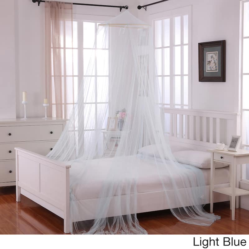 Oasis Sheer Moqsuito Net Round Hoop Bed Canopy
