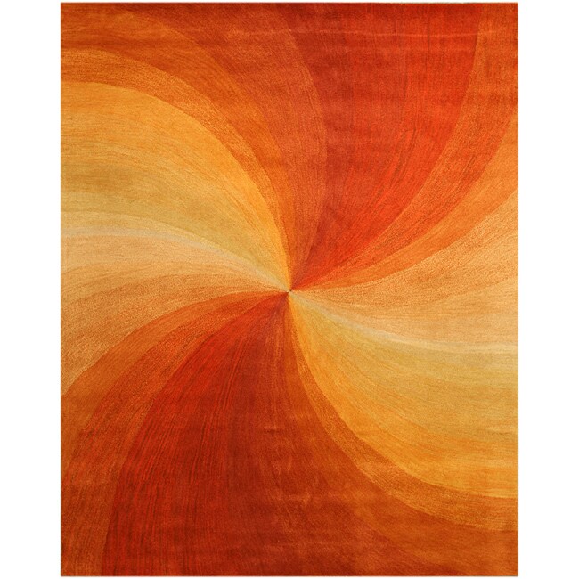 Hand tufted Wool Red Swirl Rug (79 X 99)