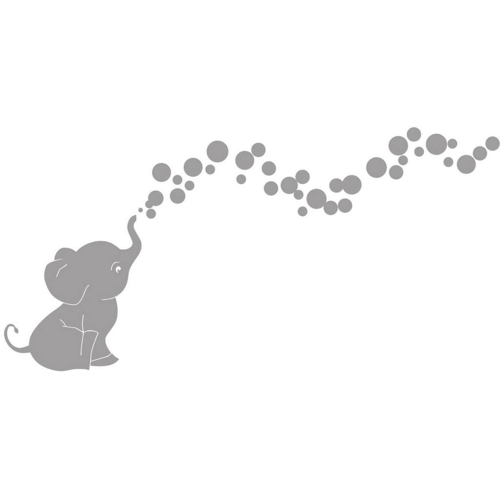 Cutie Elephant with Bubbles Vinyl Wall Decal Set
