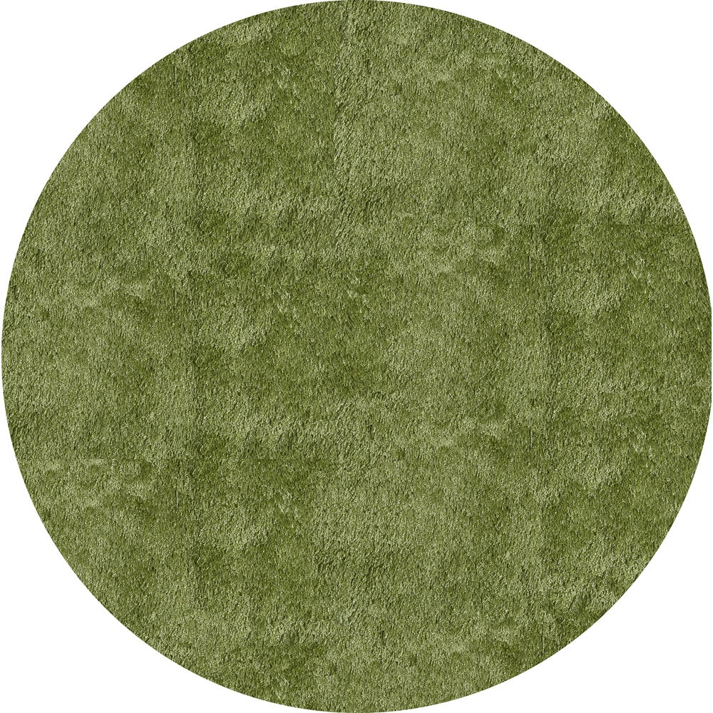 Handmade Posh Shag Apple Green Round Rug (4 X 4)