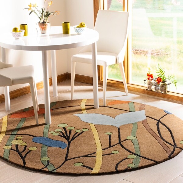 Safavieh Handmade New Zealand Wool Gardens Brown Rug - 6' x 6' Round