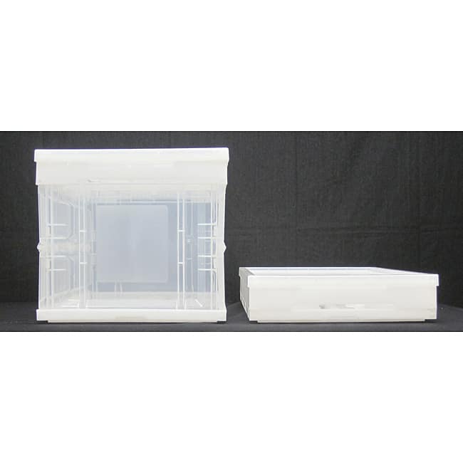 Clear Small Collapsible Crate with Lid (Pack of 4)