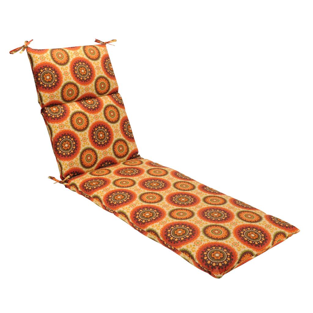 Pillow Perfect Outdoor Brown/ Orange Circles Chaise Lounge Cushion