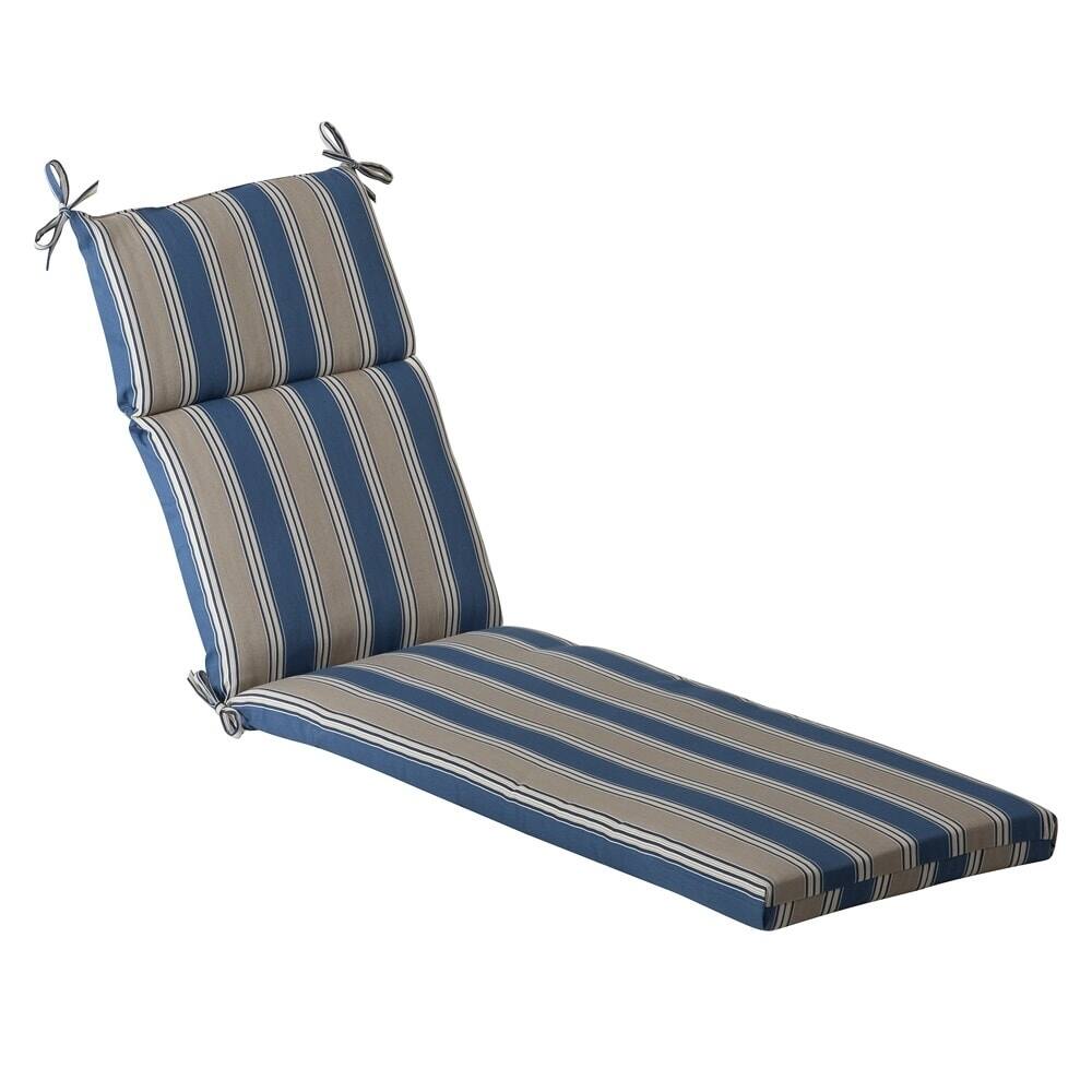 Pillow Perfect Outdoor Blue/ Tan Striped Chaise Lounge Cushion