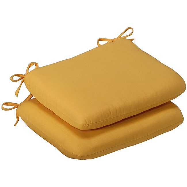 Pillow Perfect Outdoor Yellow Solid Rounded Seat Cushions (Set of 2)