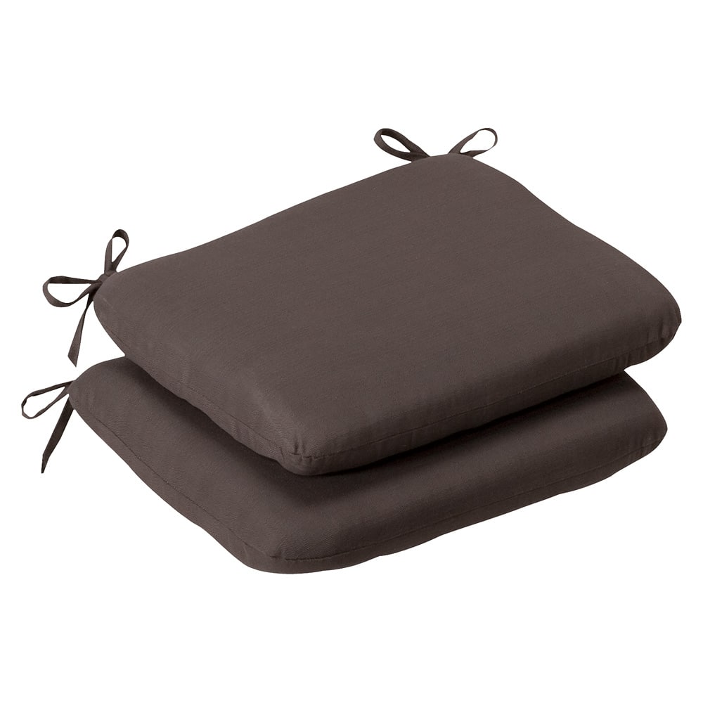 Pillow Perfect Outdoor Brown Solid Round Seat Cushion (Set of 2)