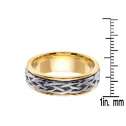 14k Two tone Gold Men's Celtic Woven Design Wedding Band Men's Rings